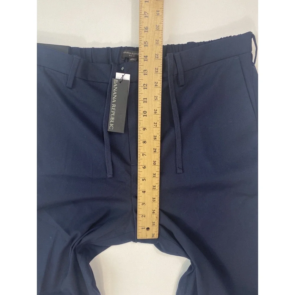 Banana Republic Men's Drawstring Pants NWT Size 38S (38x29) Navy Slim Casual